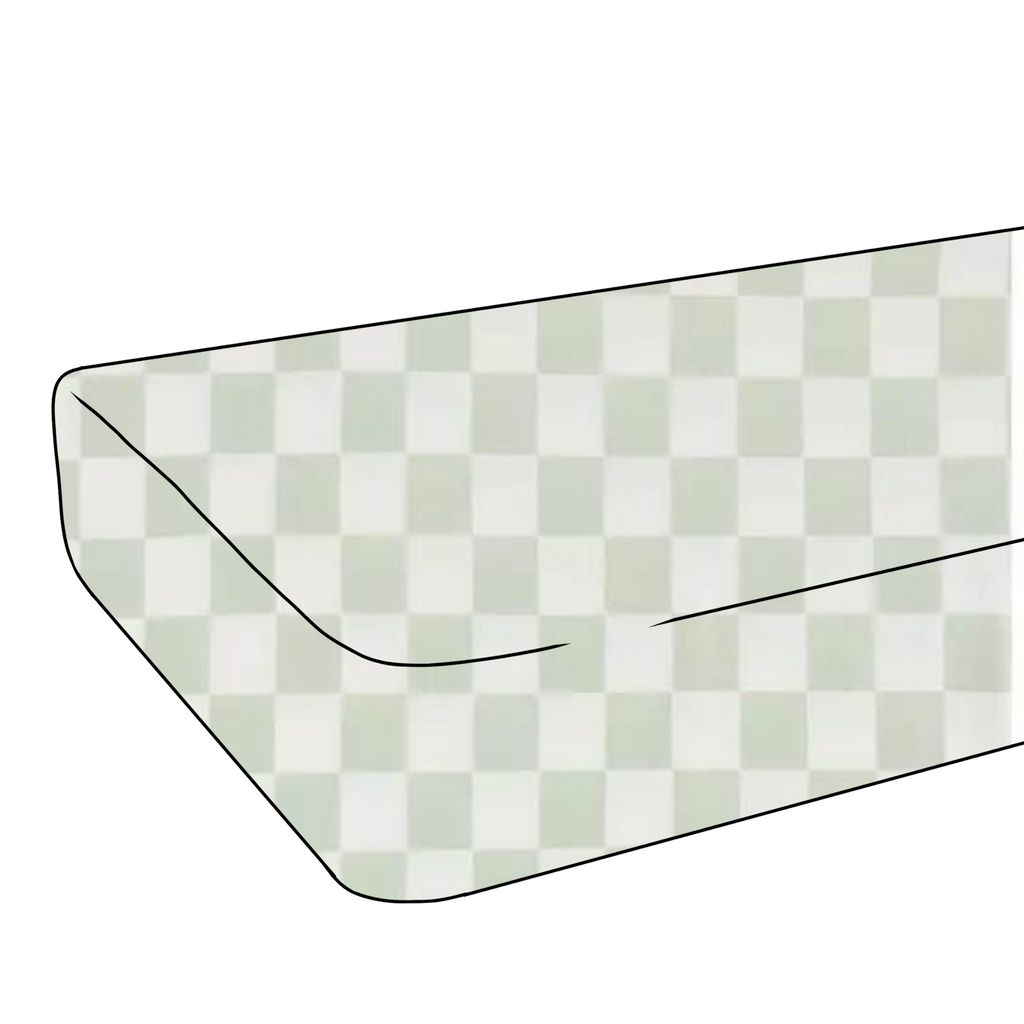 Green & White Checkered Crib Sheet