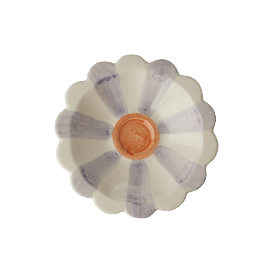 Lavender Stripe Ceramic Flower Dipping Bowl