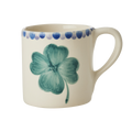Ceramic Mug with Hand Painted Good Luck Clover - 14.2 oz