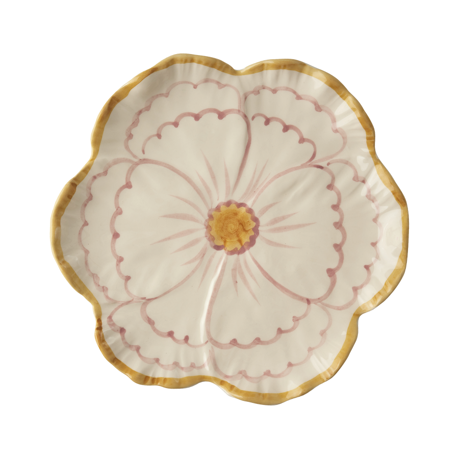 Yellow Border Ceramic Flower Side Plate