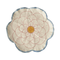 Ceramic Flower Shaped Side Plate with Blue Border