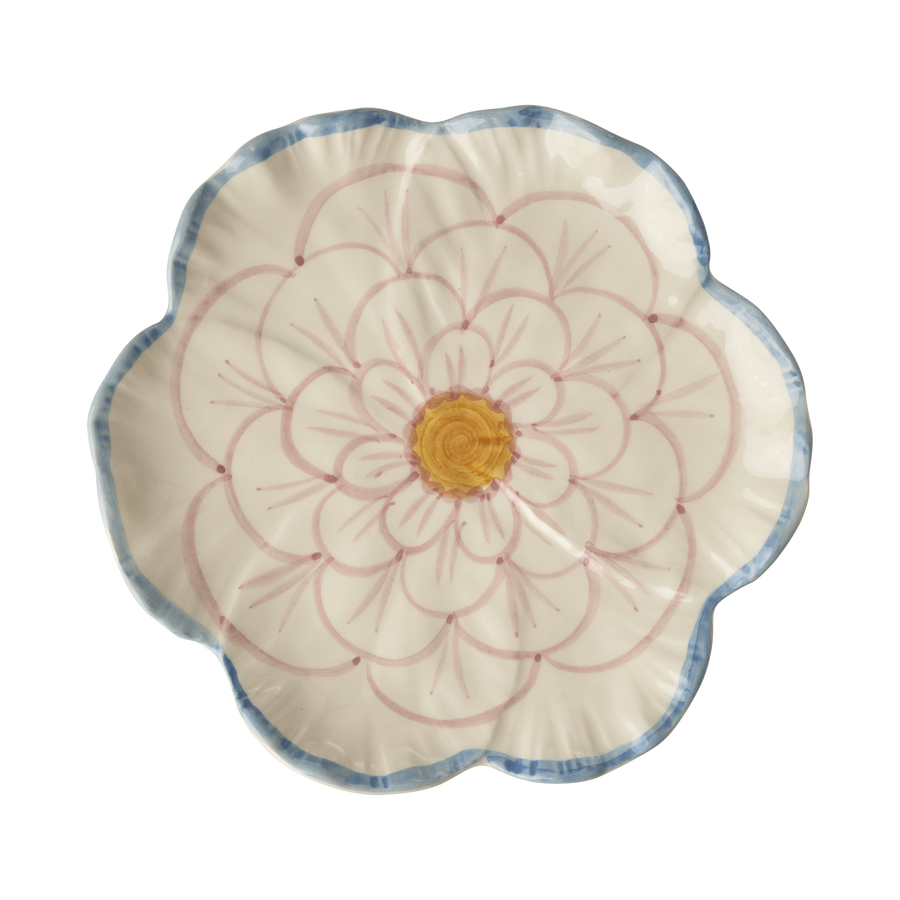 Blue Border Ceramic Flower Side Plate