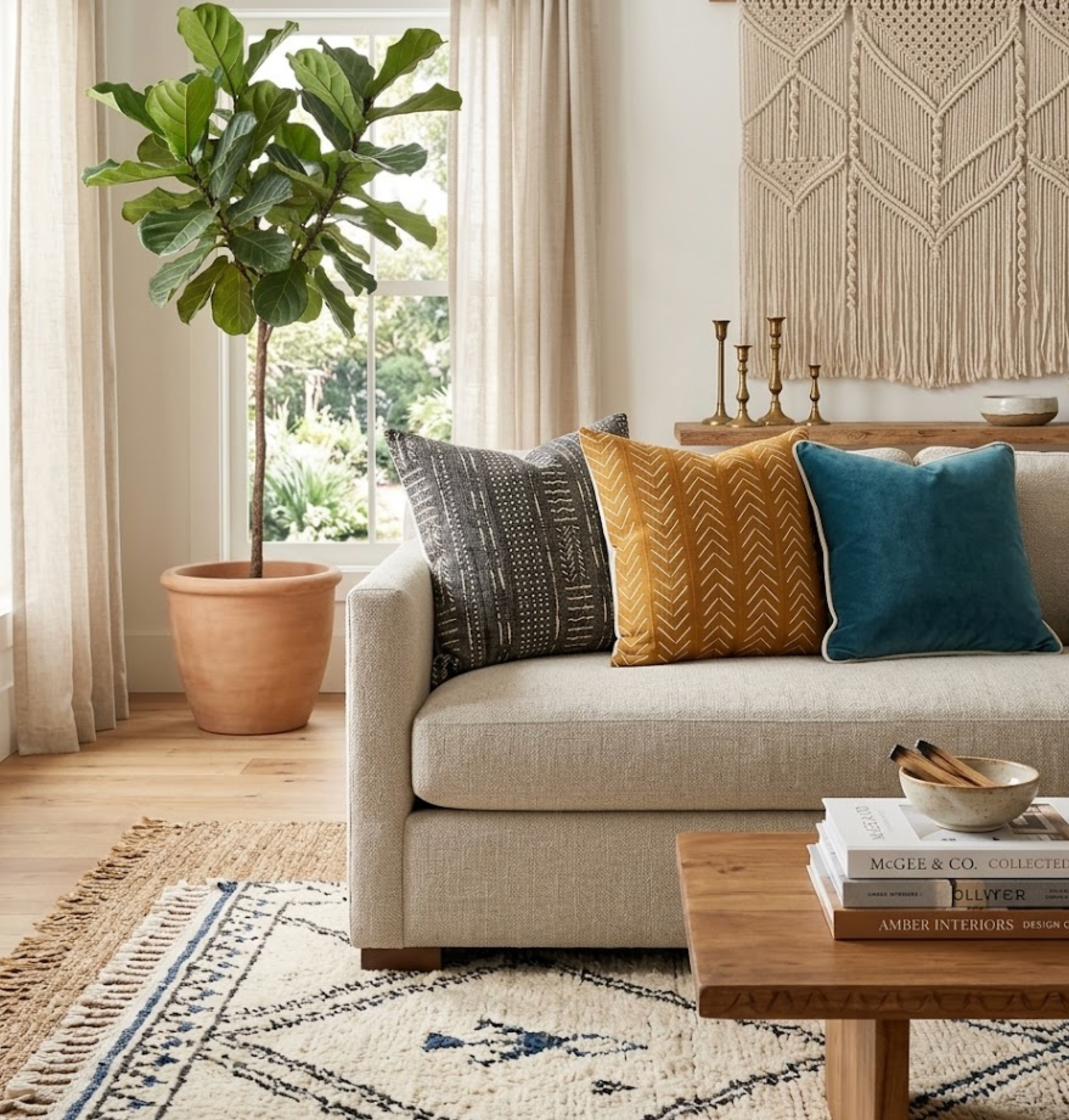 Chevron Print Mudcloth Pillow Cover in Brown