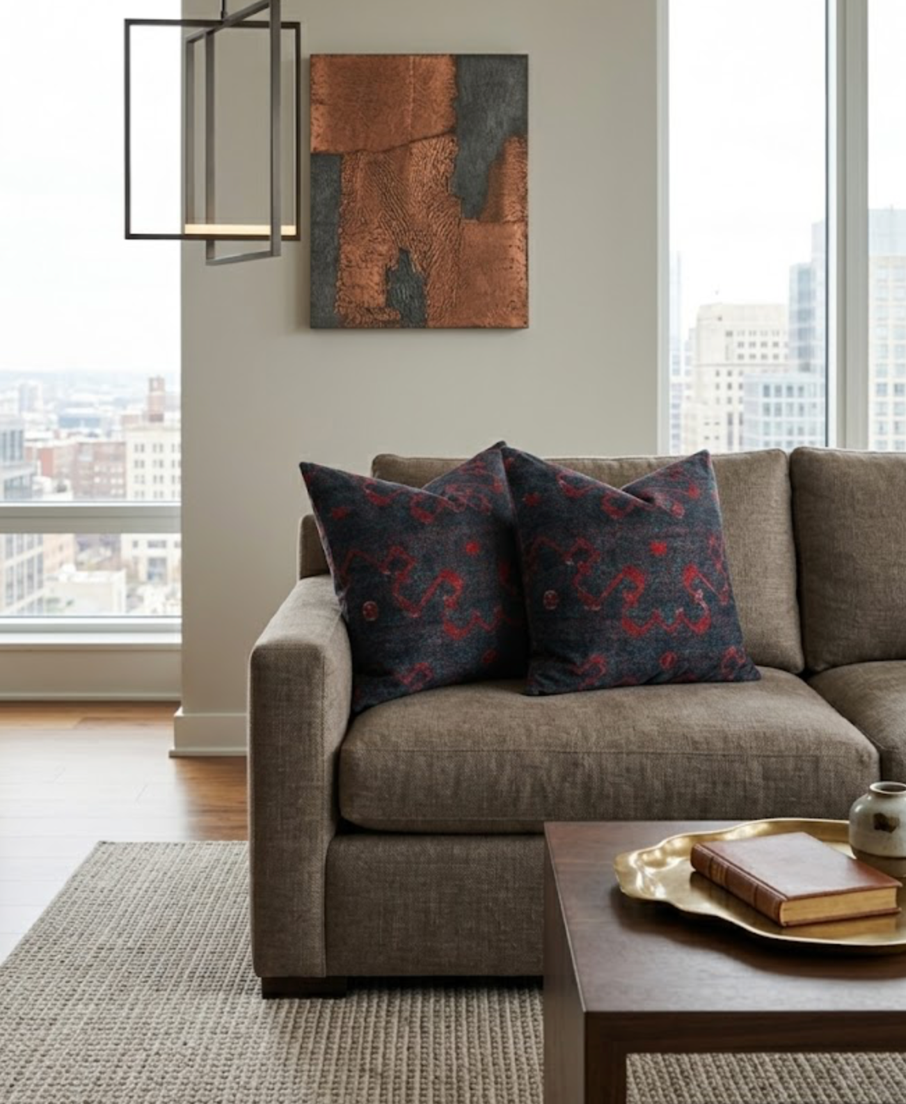 Chloe Pillow Cover in Navy and Red