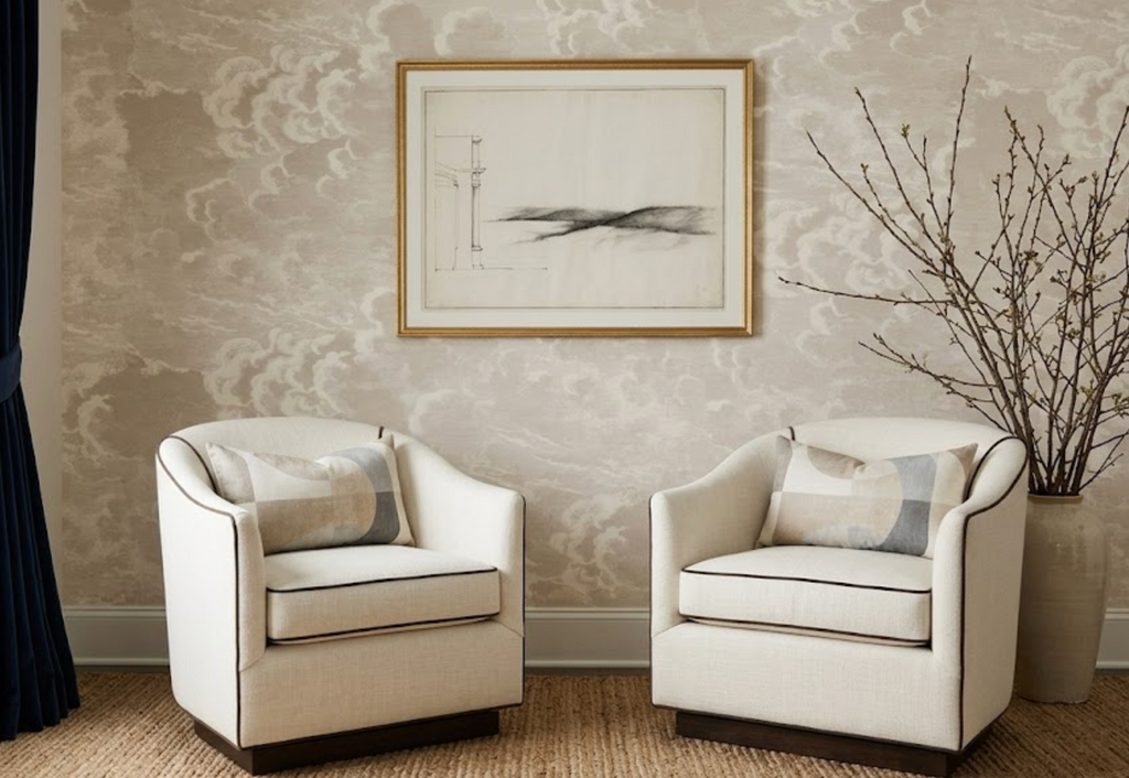 Colonnade Pillow Cover in Parchment, Kelly Wearstler Textiles