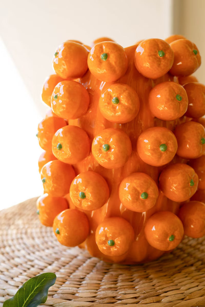 Ceramic Orange Cluster Vase