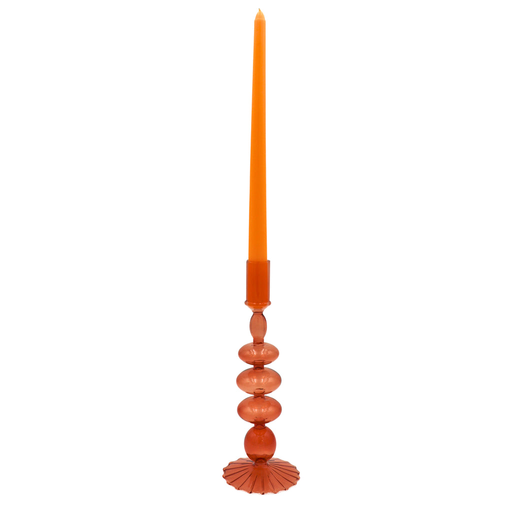 Café Brown Glass Candle Holders - Pair