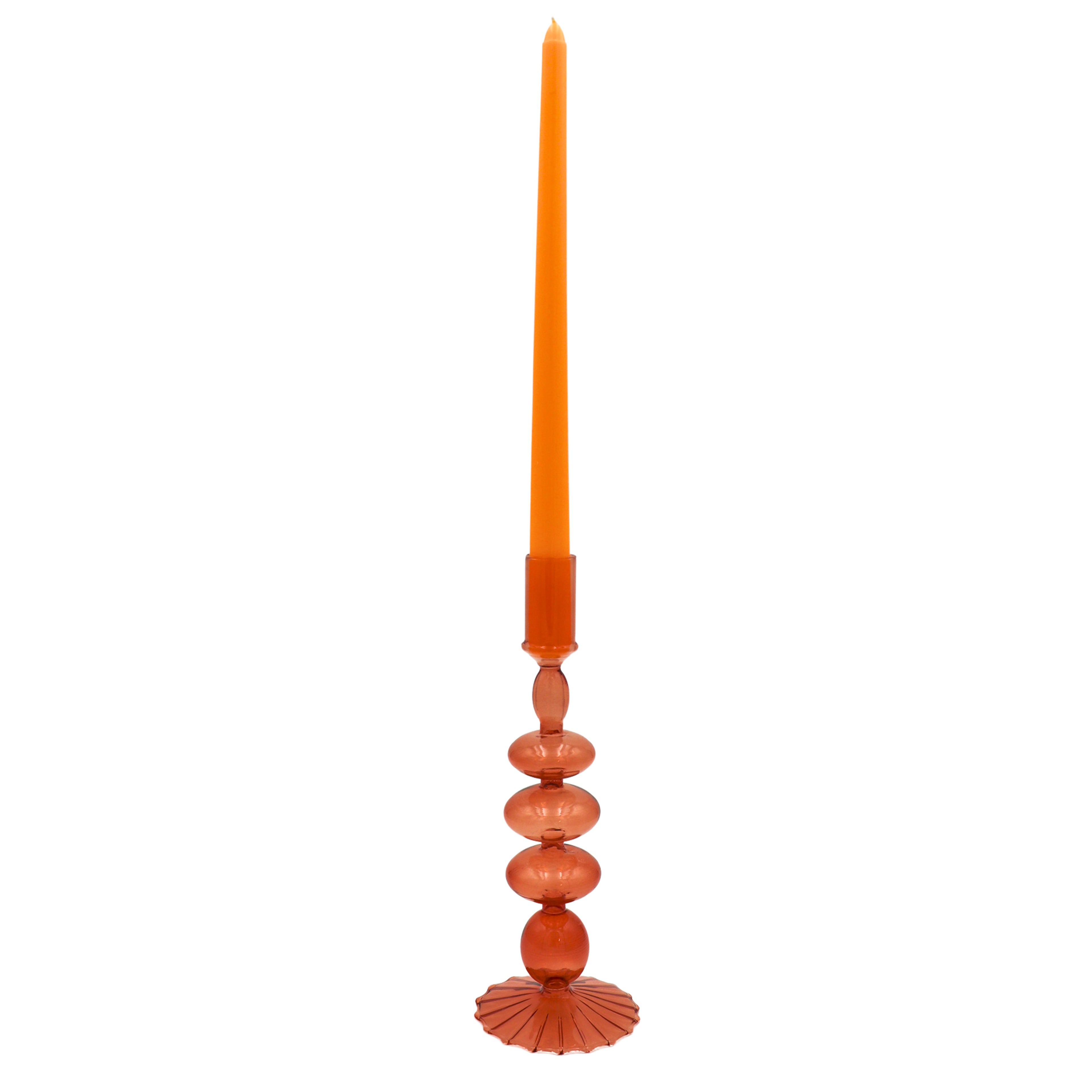 Café Brown Glass Candle Holders - Pair