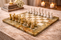 Green Onyx and White Marble Chess Set 15 Inches | Large Handcrafted Natural Stone