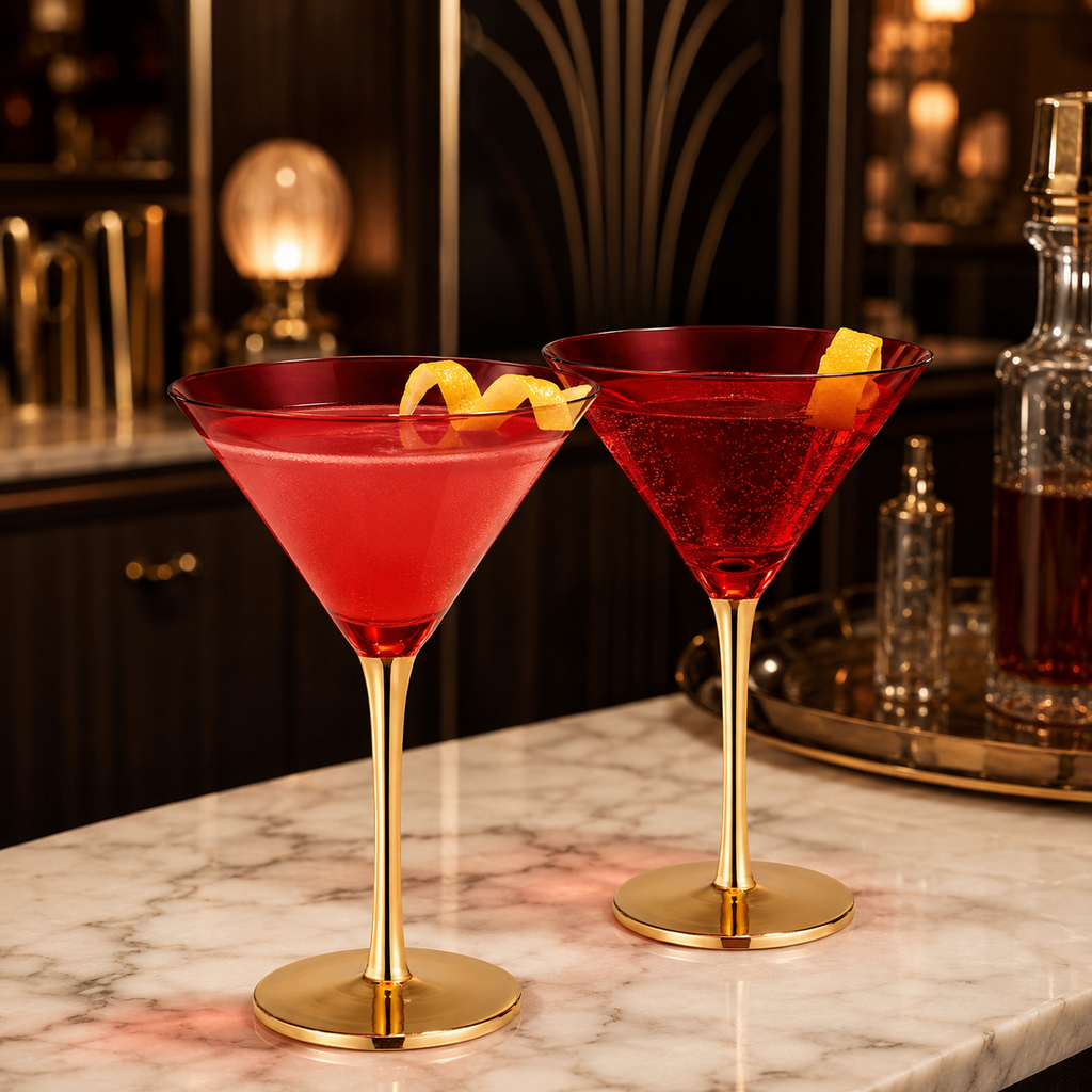 Deco Martini Cocktail Glassware, Set of 2
