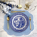 VELOUR LIGHT BLUE FAUX LEATHER PLACEMAT (Set Of 4)