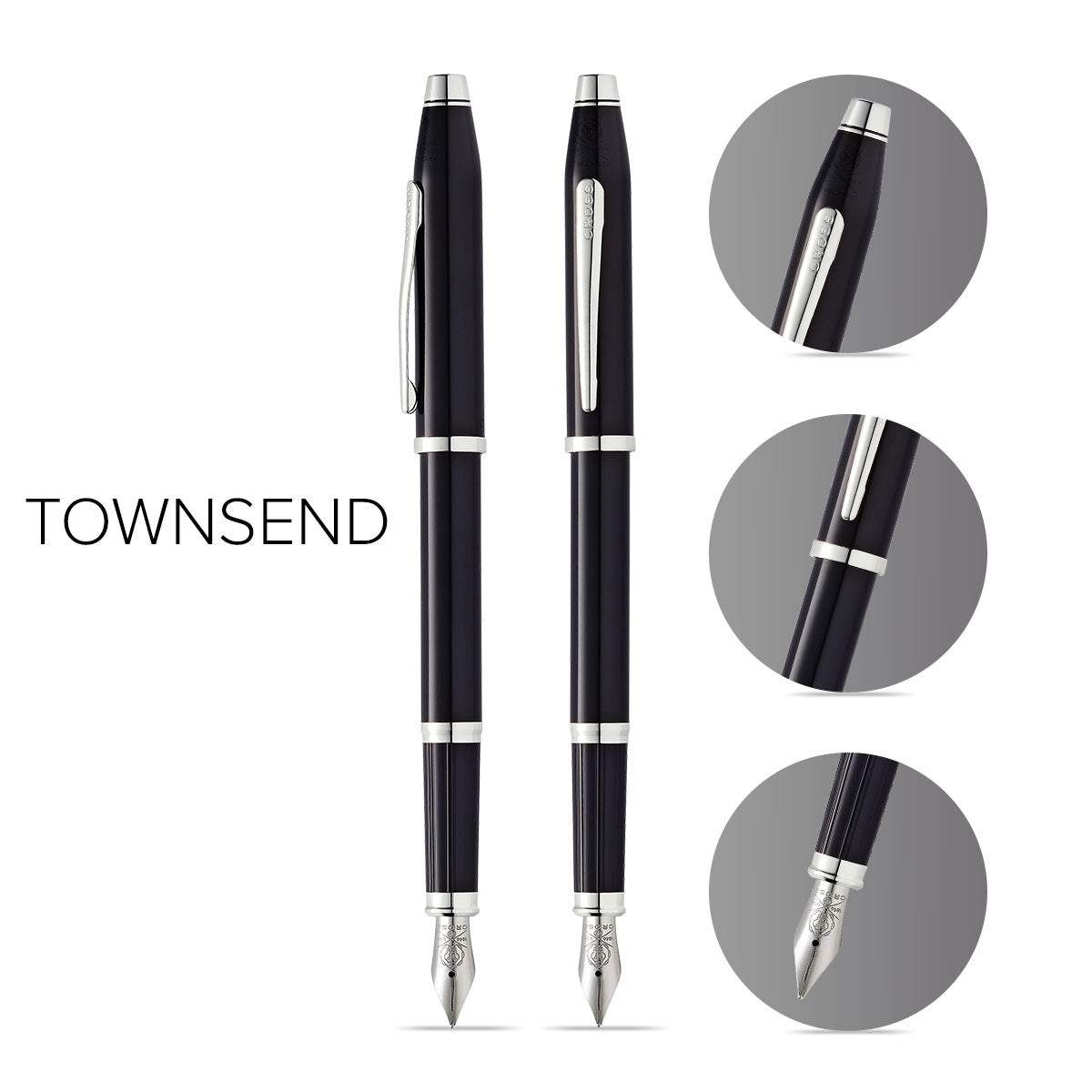 Cross Century II Black Lacquer Fountain Pen — Medium Nib