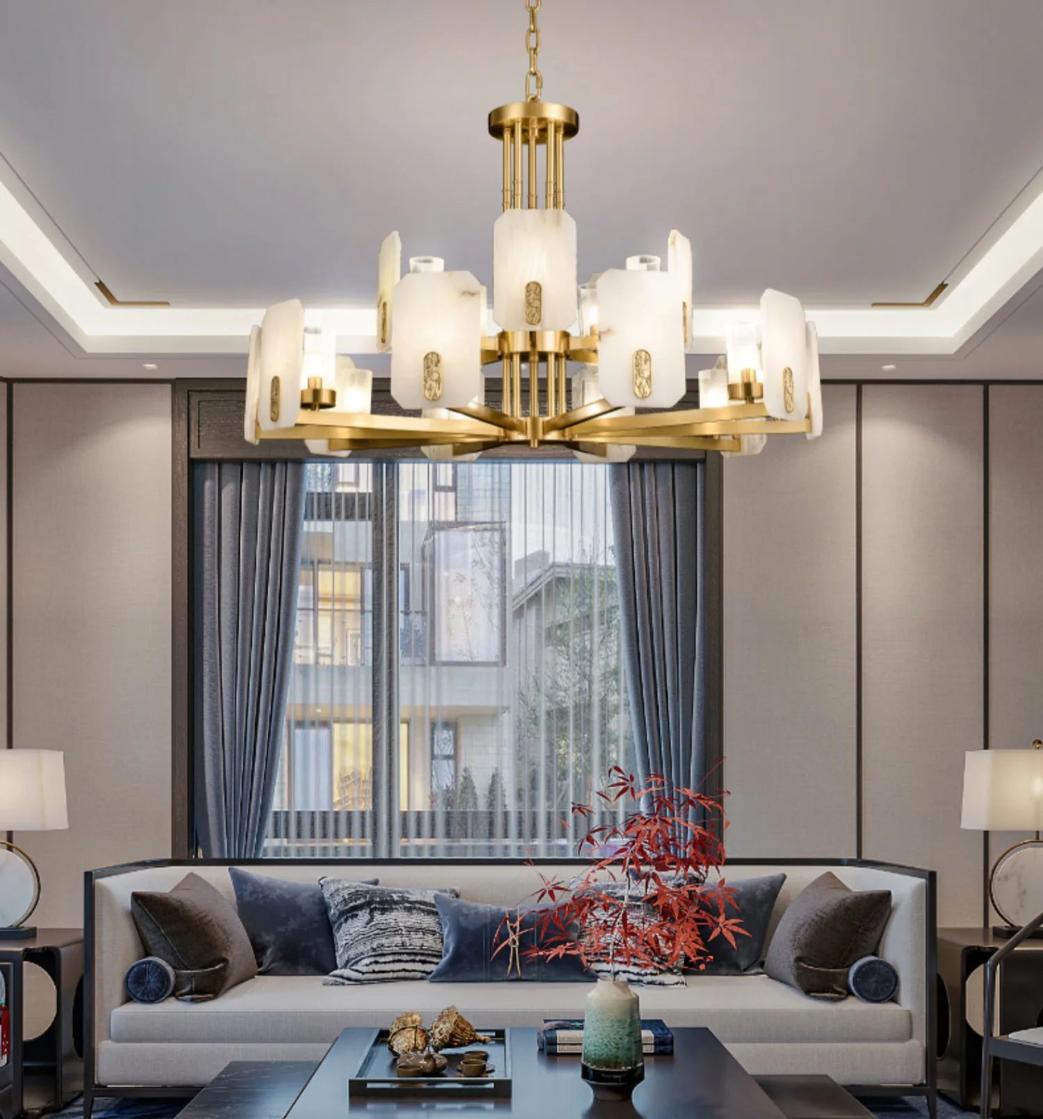 Luxury Copper Marble Chandelier