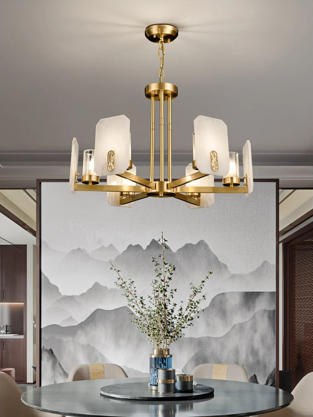 Luxury Copper Marble Chandelier