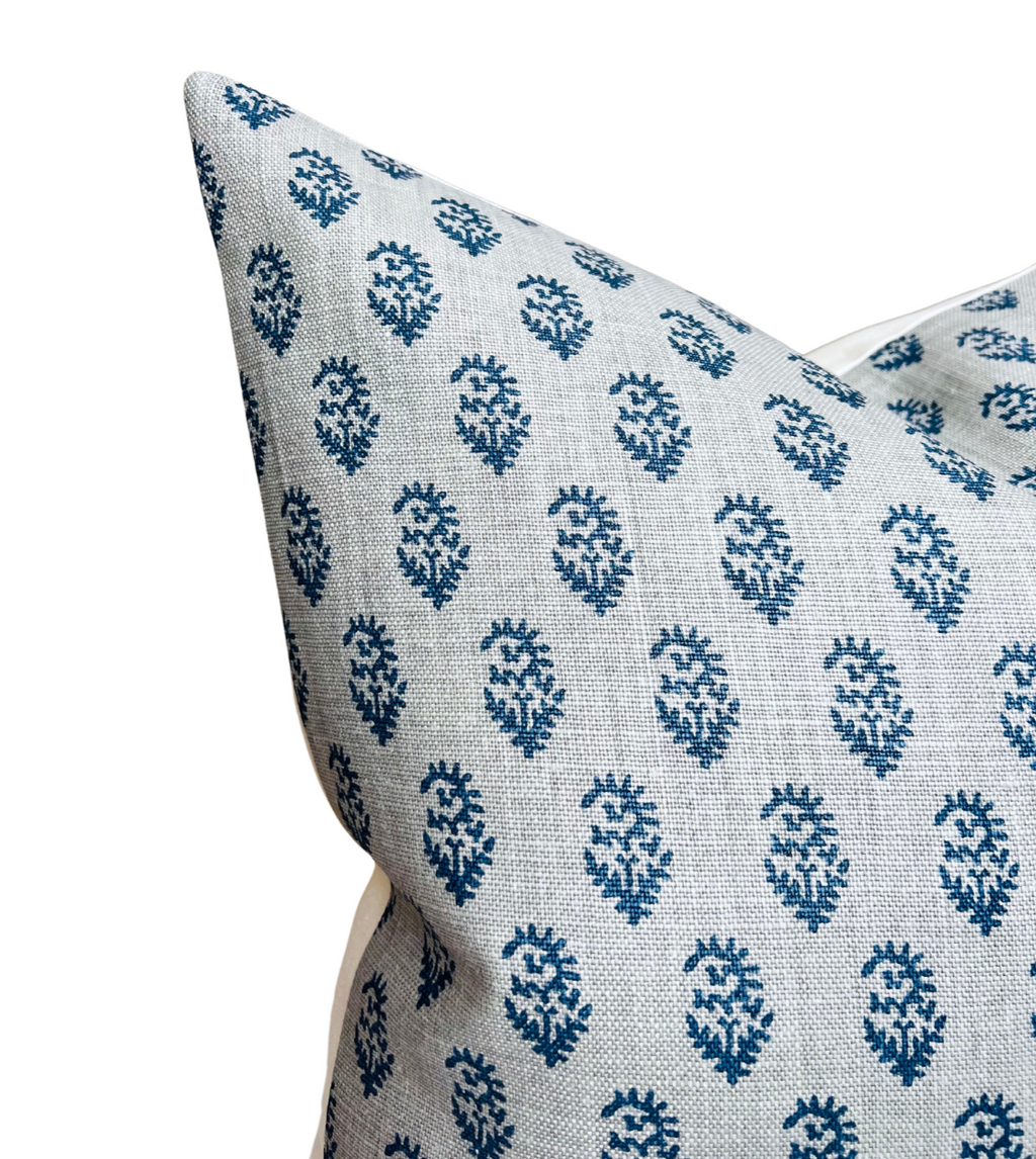 Rajmata Tonal Pillow Cover in Mist Indigo/Blue, Peter Dunham Textiles
