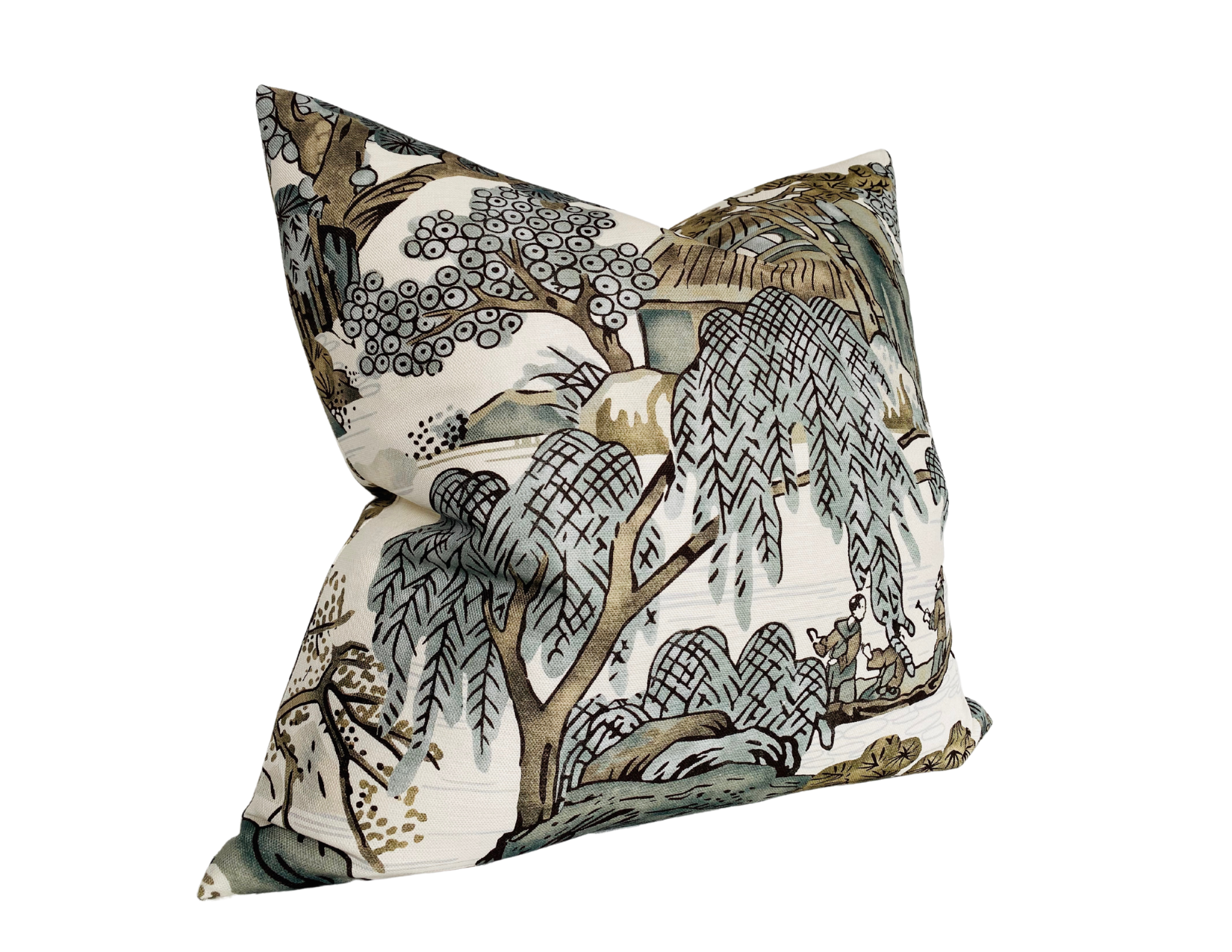 Asian Scenic Pillow Cover in Grey, Thibaut Pillows