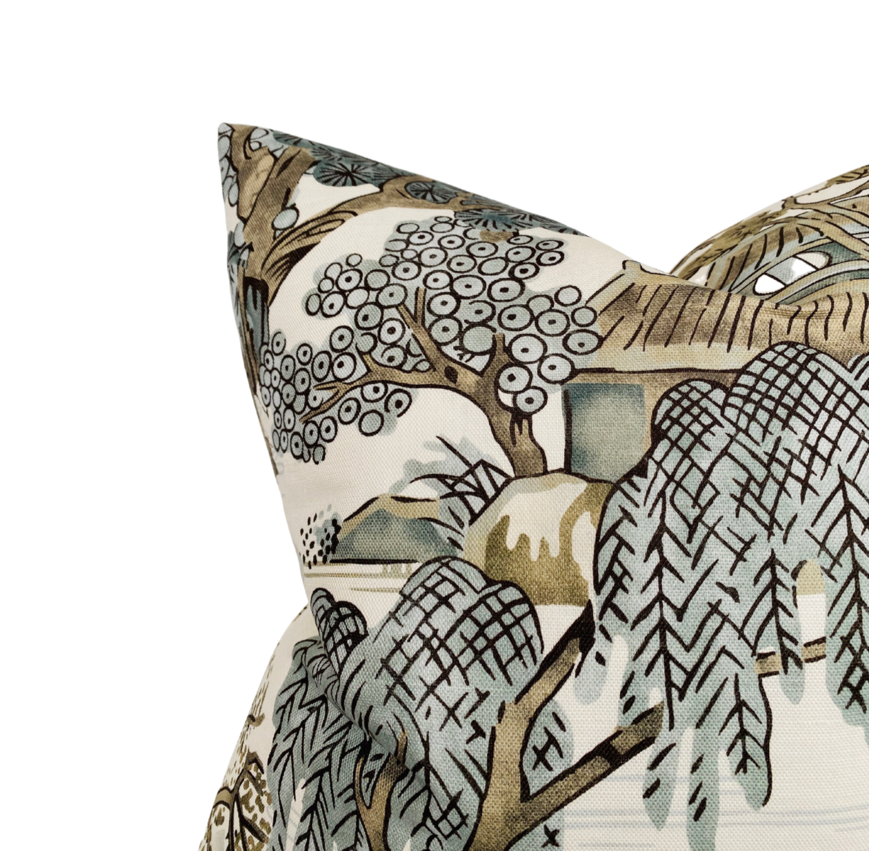 Asian Scenic Pillow Cover in Grey, Thibaut Pillows