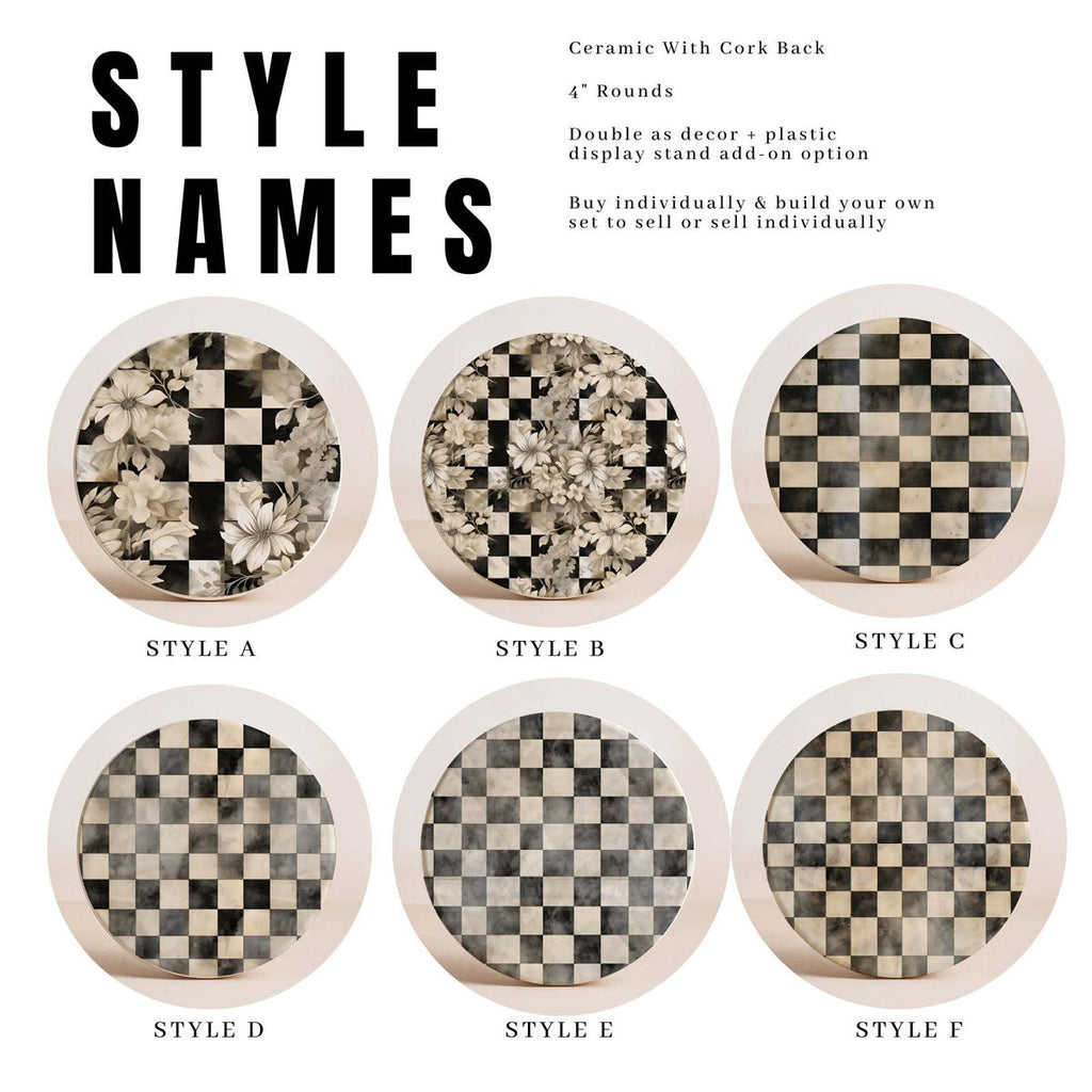 Courtly Check Ceramic Coasters