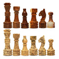 Coral and Brown Chess Pieces for 12 to 16 Inches Board - Premium marble (Pieces Only)