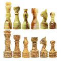 Coral and Green Onyx Chess Pieces for 12 to 16 Inches Board - Handcrafted (Pieces Only)