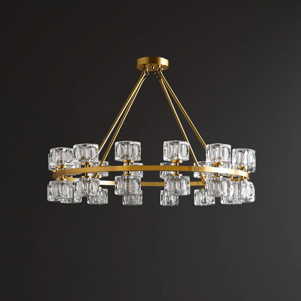 Crystal Cube Gold Chandelier