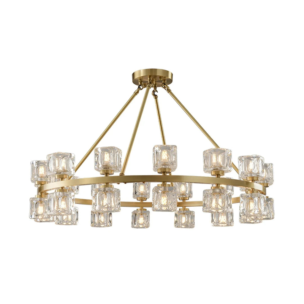 Crystal Cube Gold Chandelier