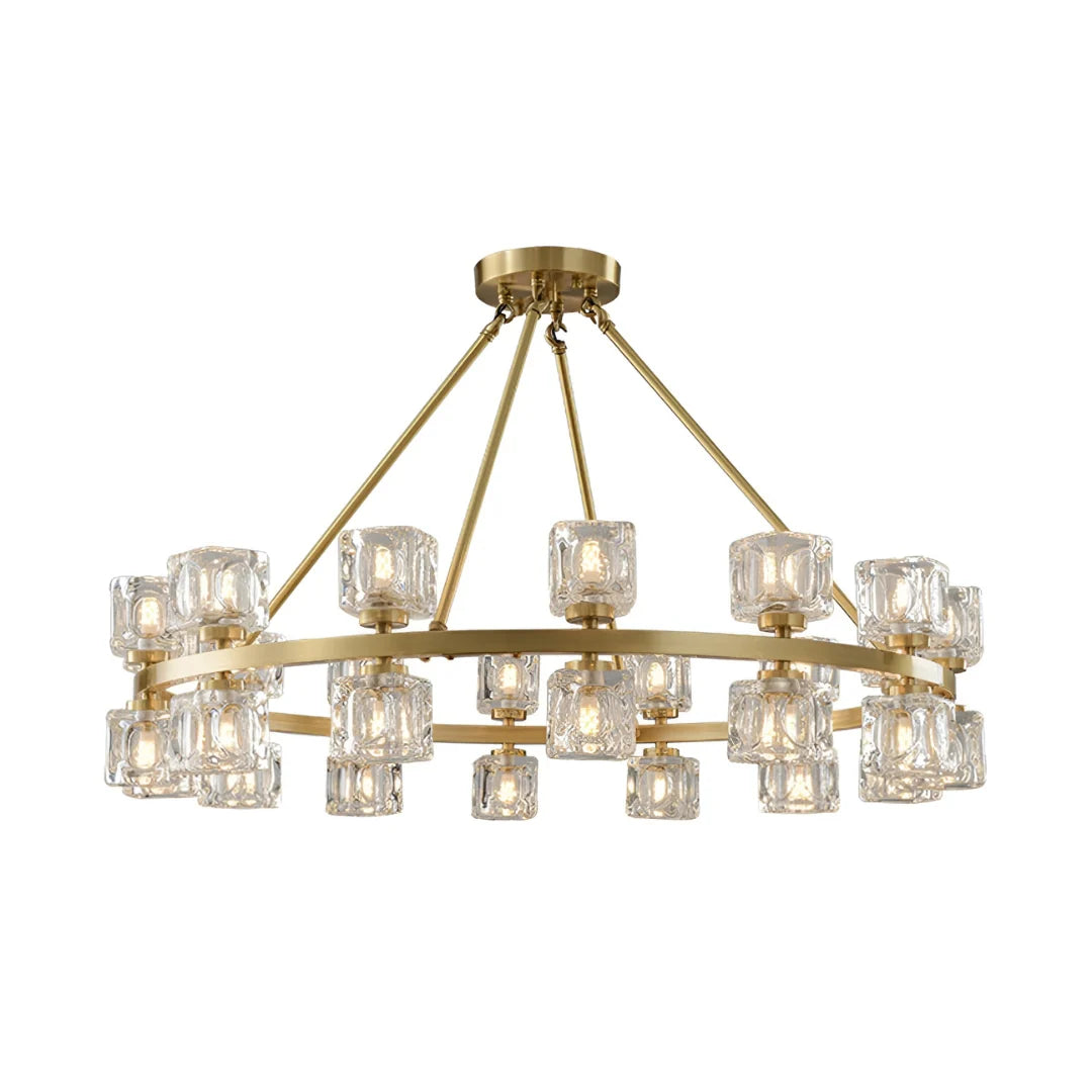 Crystal Cube Gold Chandelier