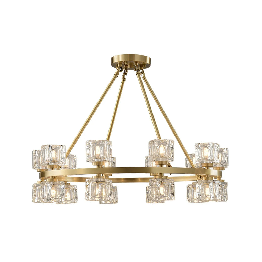 Crystal Cube Gold Chandelier