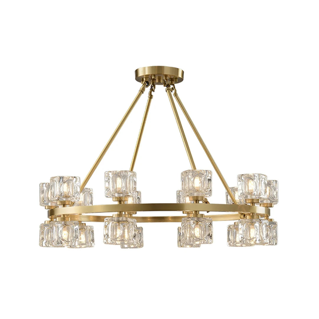 Crystal Cube Gold Chandelier