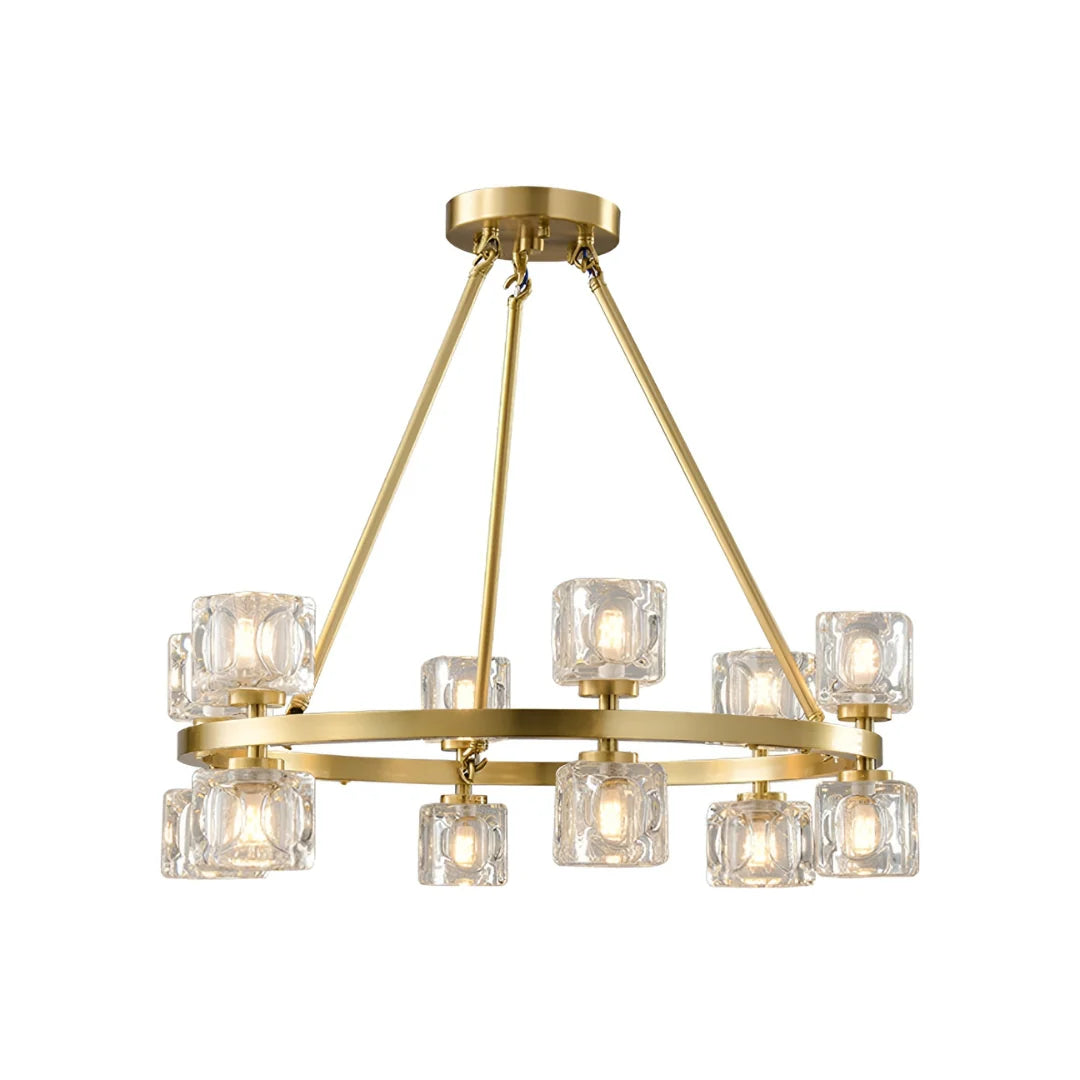 Crystal Cube Gold Chandelier