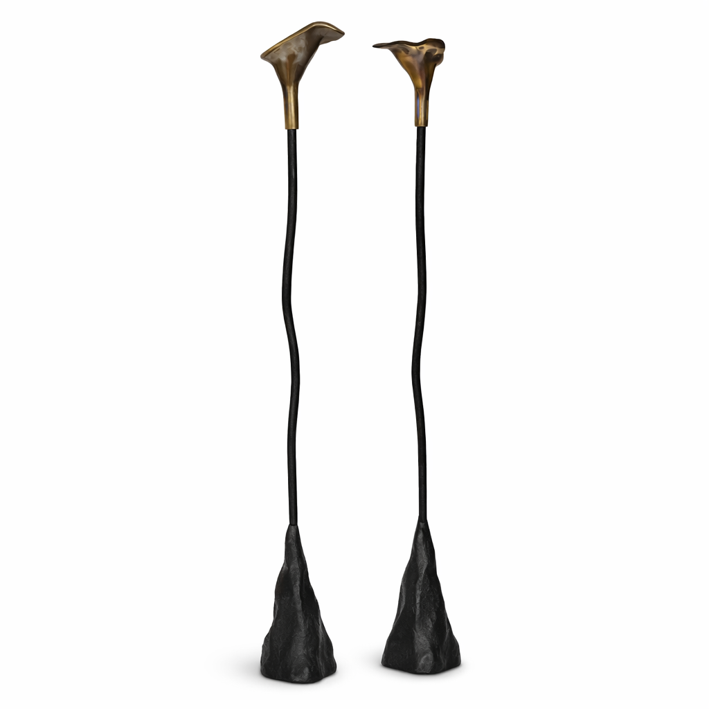 Calla Lily Iron Candlestick — Handcrafted Sculptural Candleholder (19”)