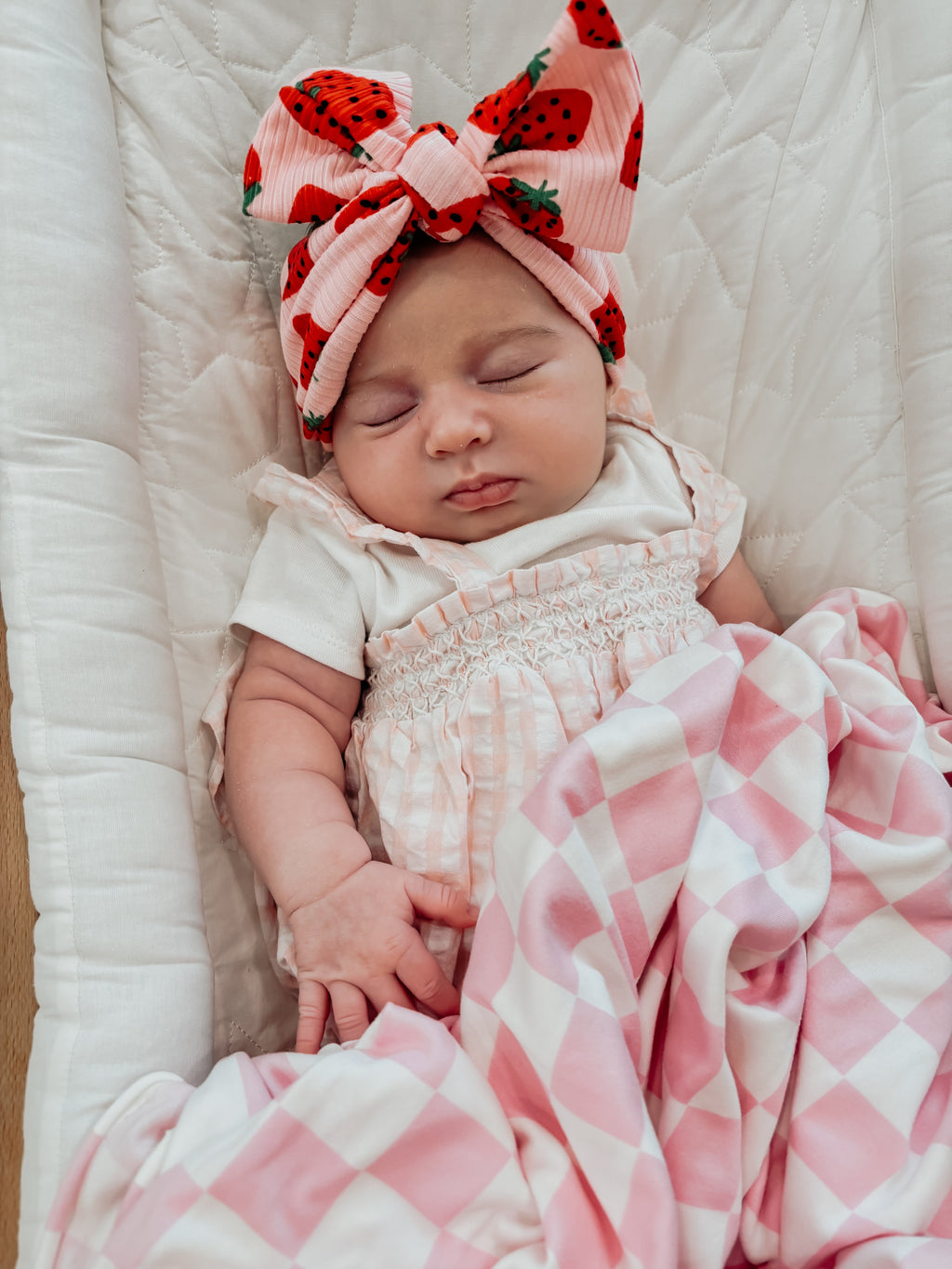 Pink & White Checkered Stretch Swaddle