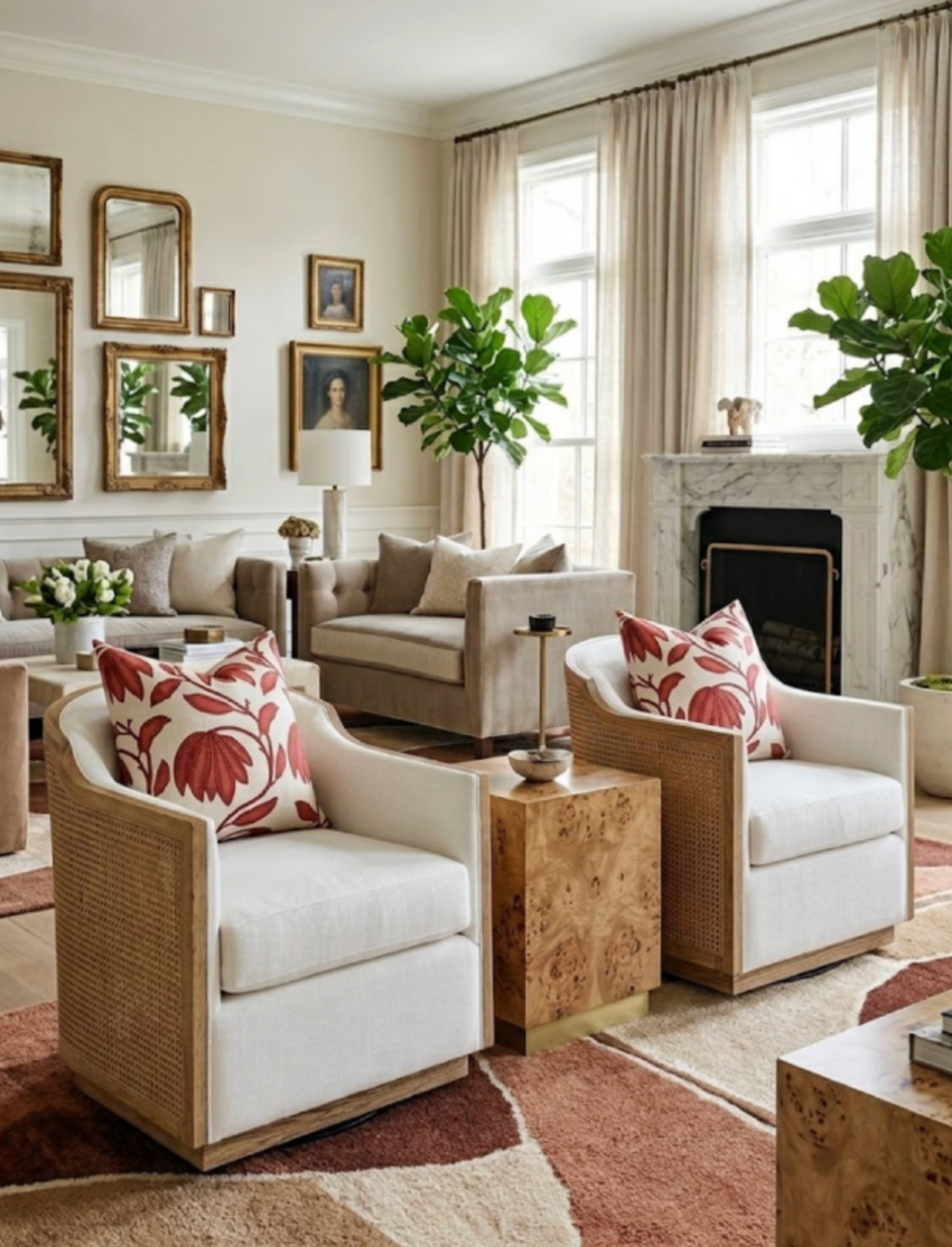 Desert Floral Pillow Cover in Sunbaked Red, Thibaut Pillows