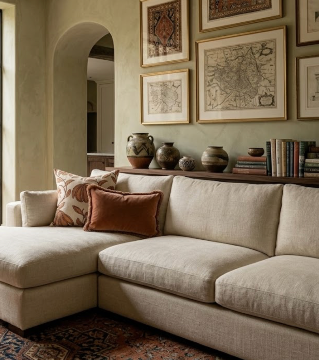 Desert Floral Pillow Cover in Ochre, Thibaut Pillows