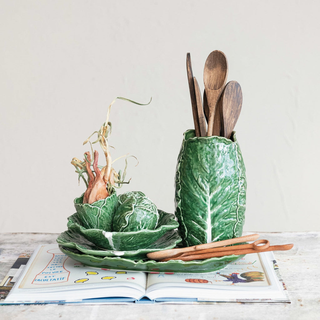 Hand Painted Green Cabbage Ceramic Plate