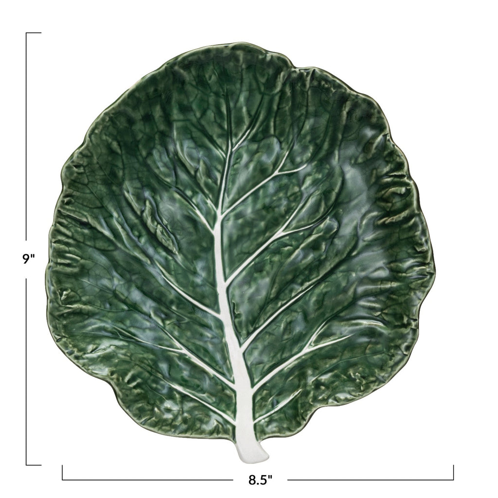 Hand Painted Green Cabbage Ceramic Plate