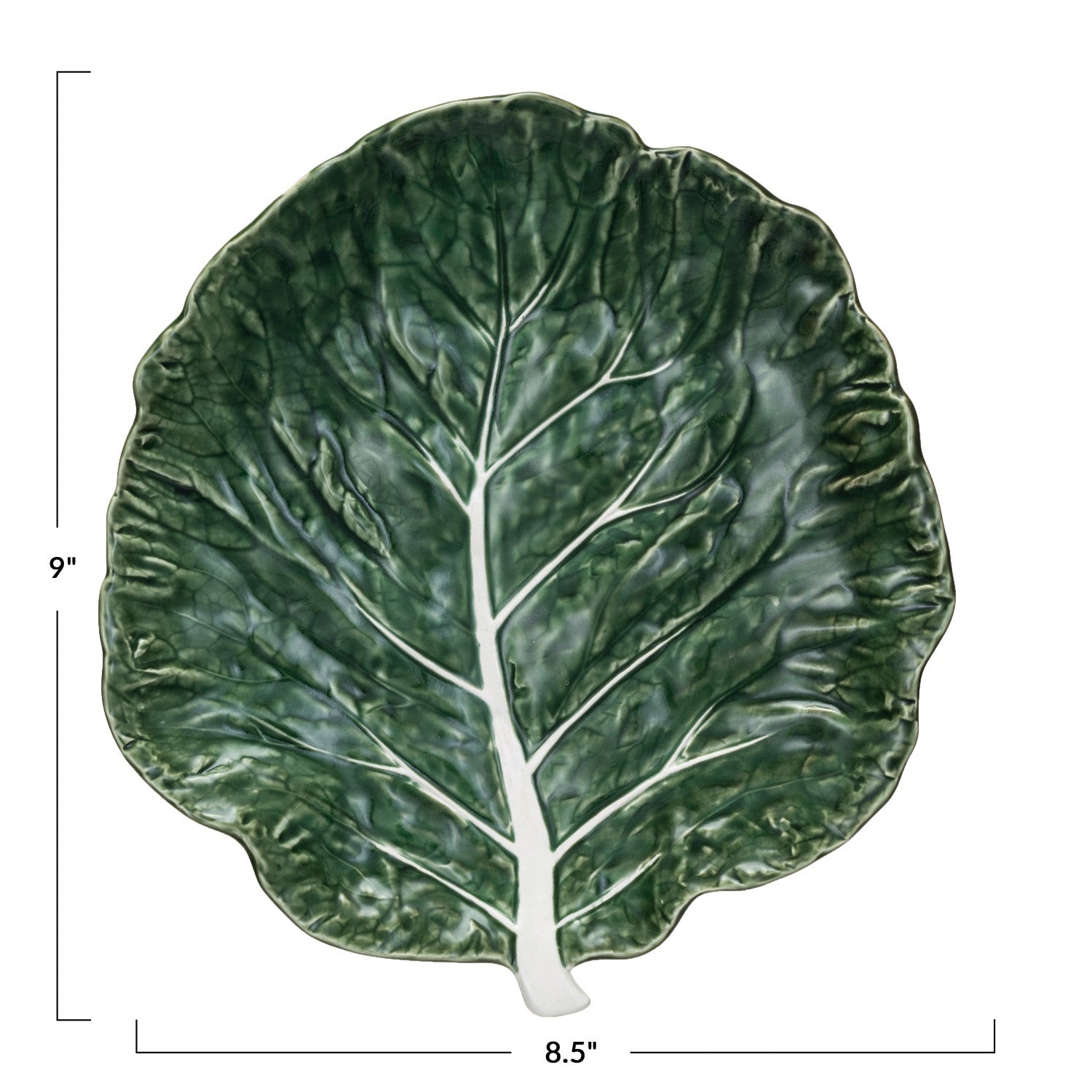 Hand Painted Green Cabbage Ceramic Plate