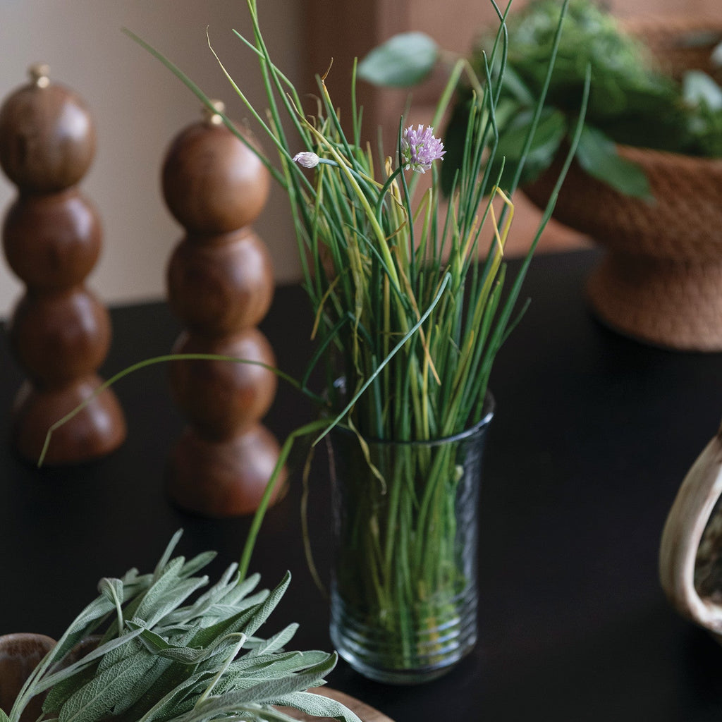 Hand-Blown Ribbed Drinking Glass