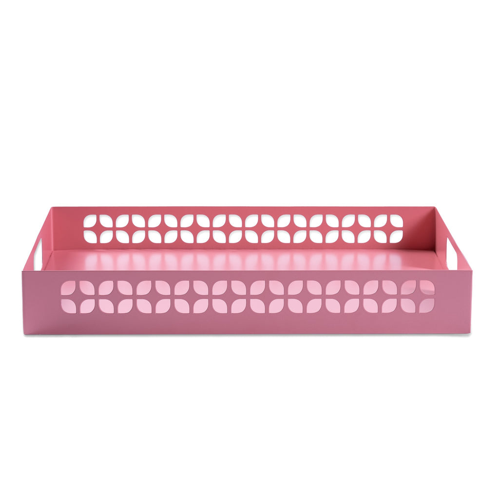Breeze Block Metal Serving Tray Rectangular-Pink