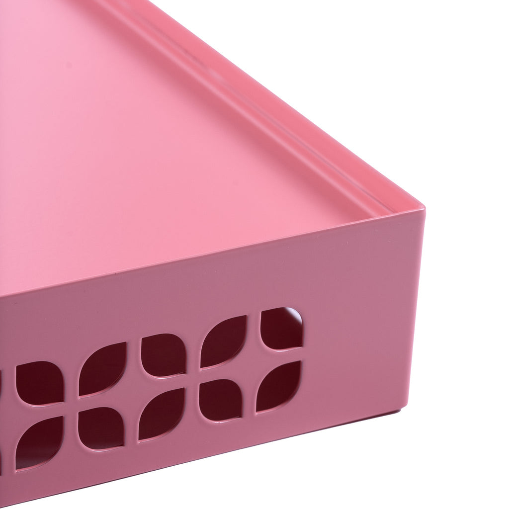 Breeze Block Metal Serving Tray Rectangular-Pink