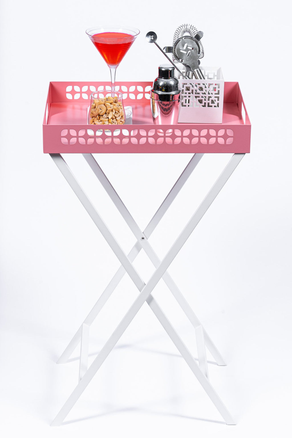 Breeze Block Metal Serving Tray Rectangular-Pink