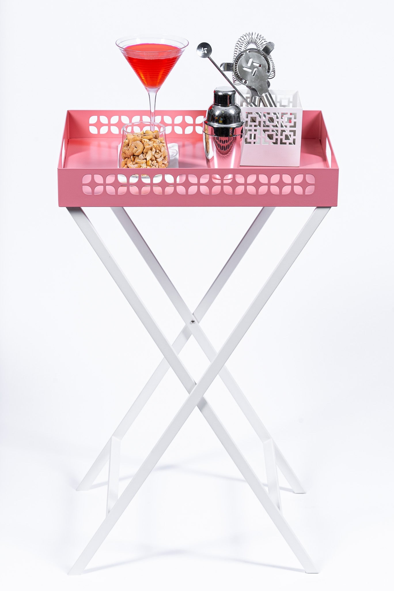 Breeze Block Metal Serving Tray Rectangular-Pink