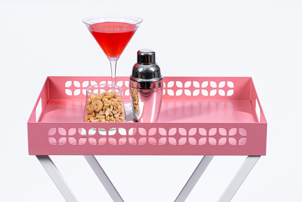 Breeze Block Metal Serving Tray Rectangular-Pink