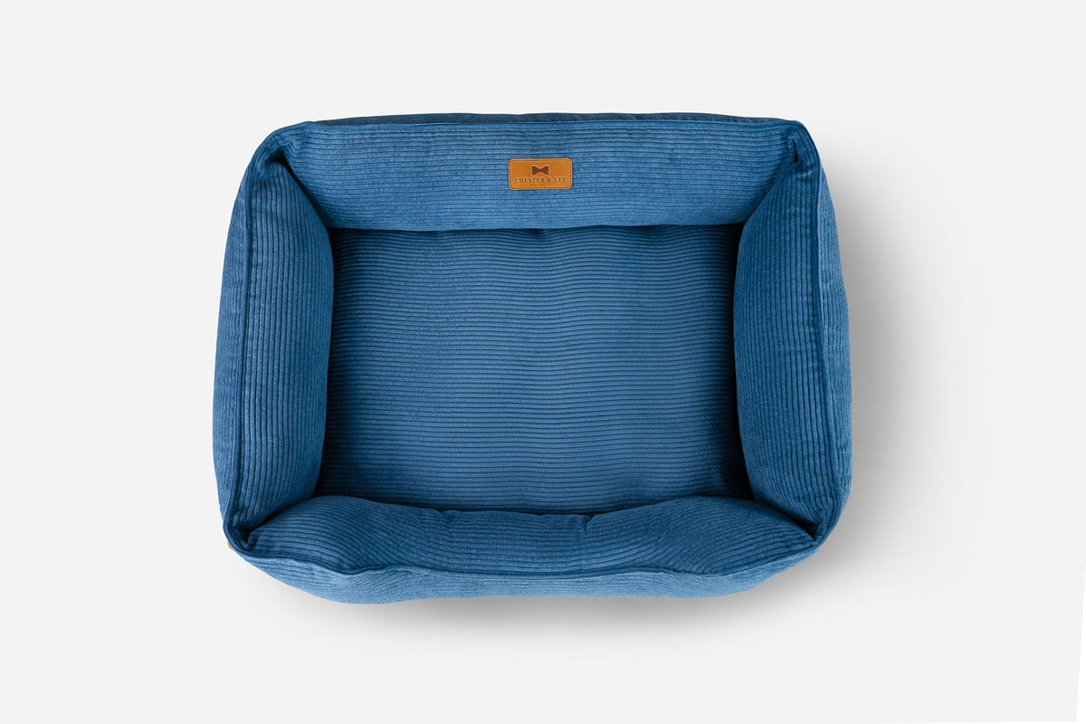 Chester & Lee Corduroy Sleeper Dog Bed — Blue