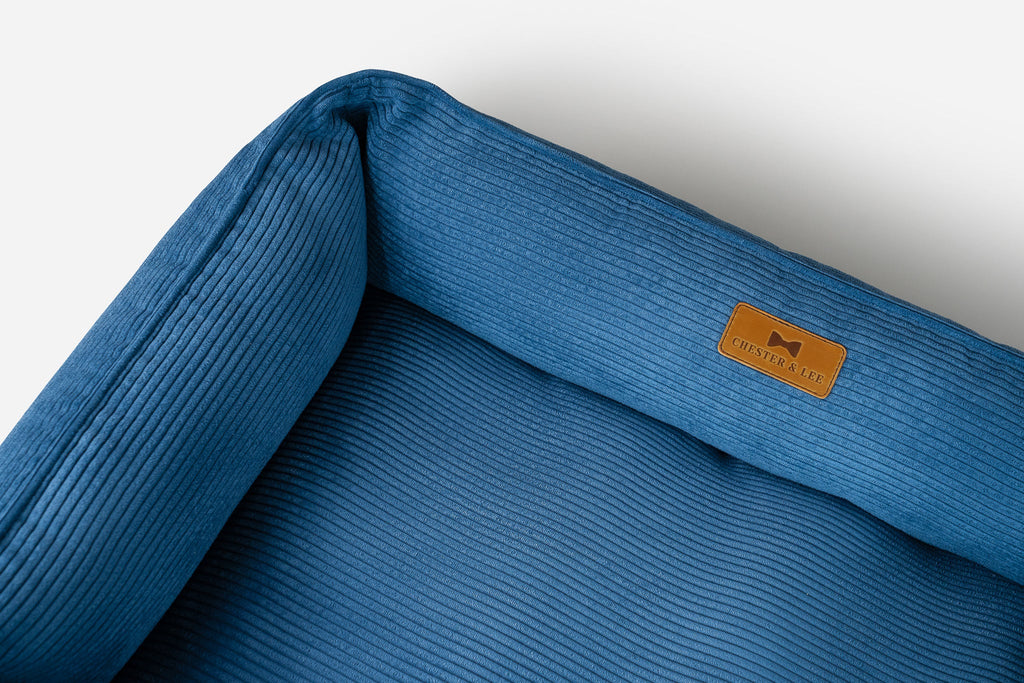 Chester & Lee Corduroy Sleeper Dog Bed — Blue