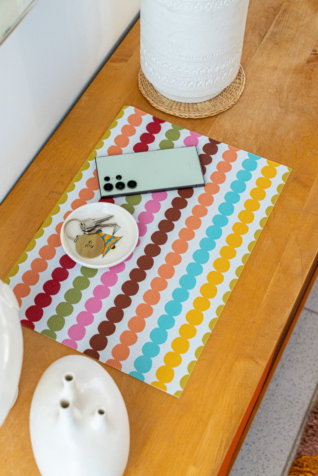Pom Pom double-sided Woven Rectangular Placemat - set of 4