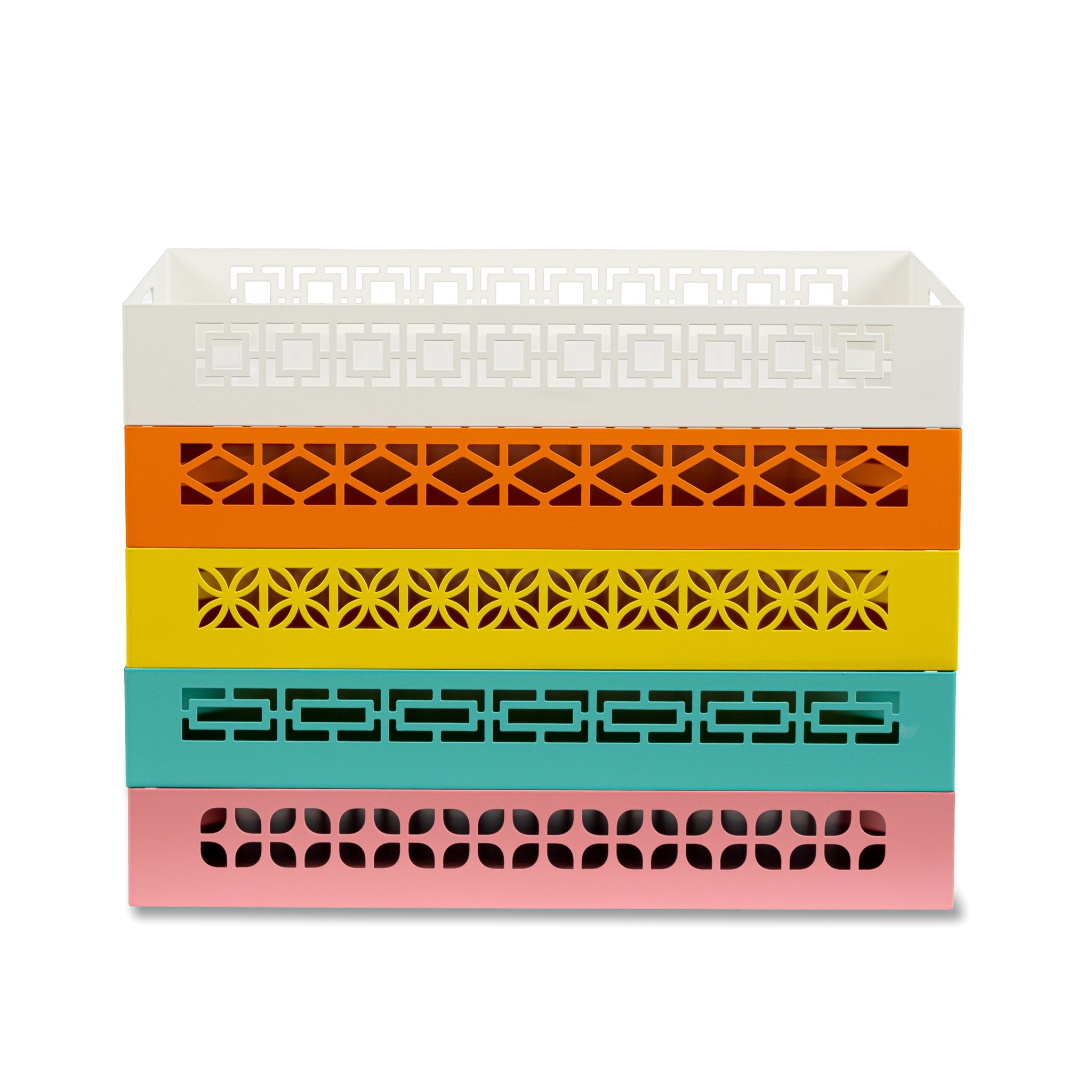 Breeze Block Metal Serving Tray Rectangular-Pink