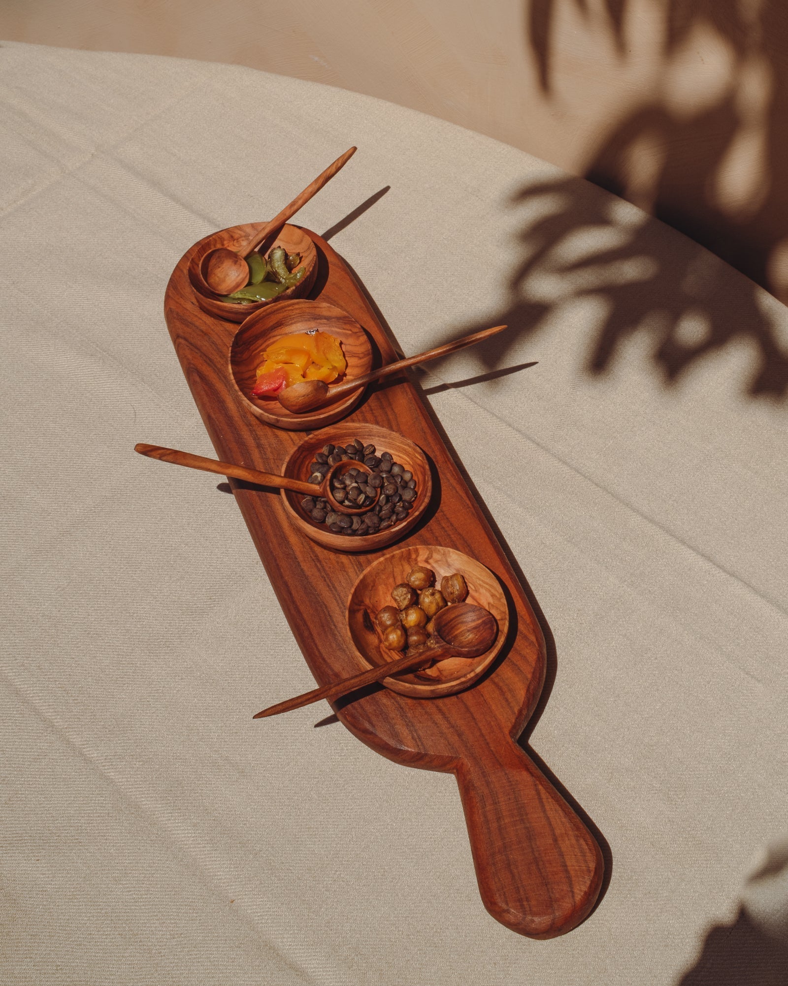 Four Condiment Serving Set Tray