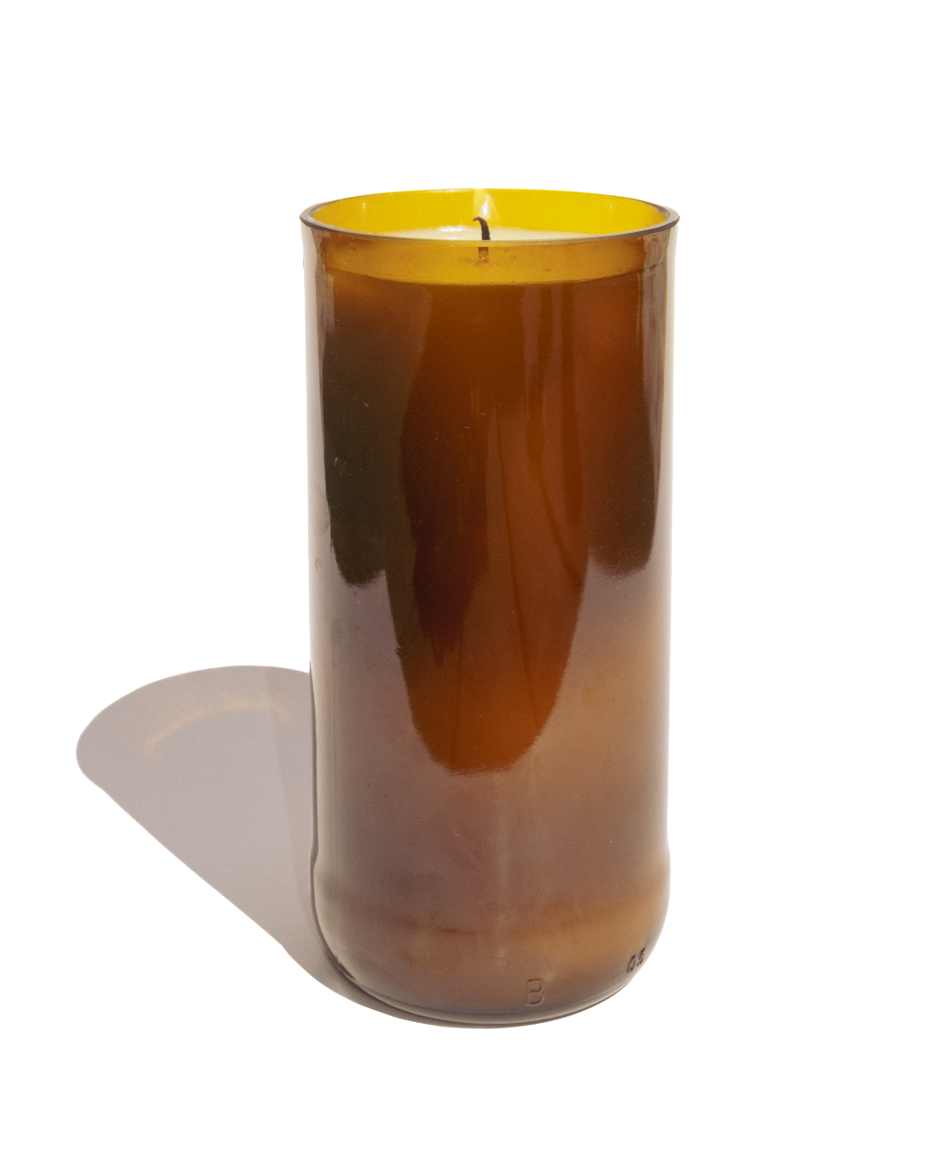 Midnight Fig Reclaimed Amber Bottle Candle