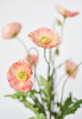 15" Faux Poppy Bush Coral Orange Salmon